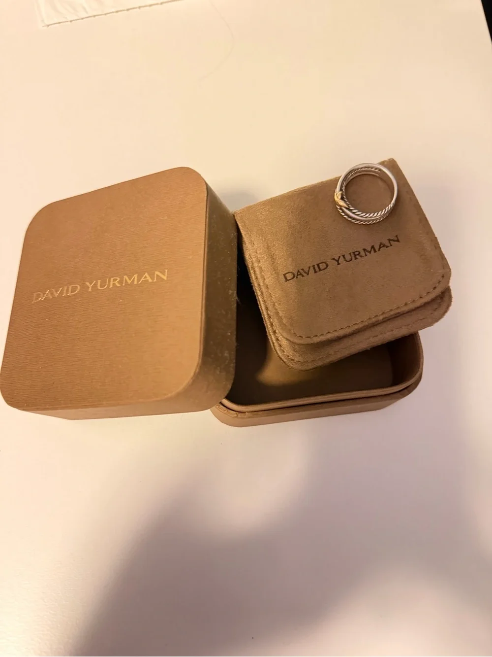David Yurman Silver Rope Stack Ring with Gold Knot Accent